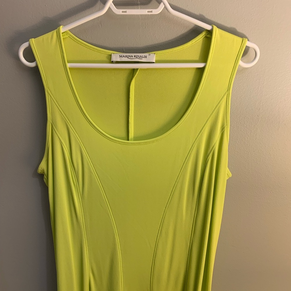 Marina Rinaldi Lime Green Sleeveless Midi Dress – EUC US 12 - Picture 2 of 5